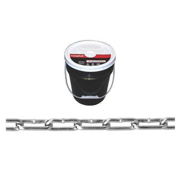 2/0 Straight Link Coil Chain, Zinc Plated, 400' per Round Pail