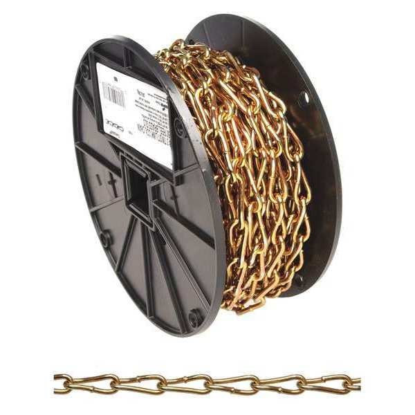 No. 3 Twist Link Coil Chain, Brass Glo, 50' per Reel