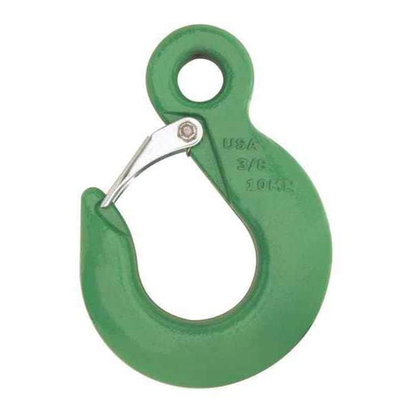 9/32"-5/16" Cam-Alloy PL Eye Sling Hook w/Latch, Grade 100, Painted Green