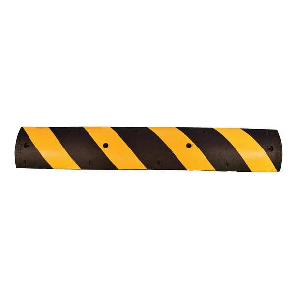 Speed Bump, Rubber, 6 ft Length, Yellow Stripe
