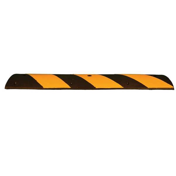 Speed Bump, Rubber, 4 ft Length, Yellow Stripe