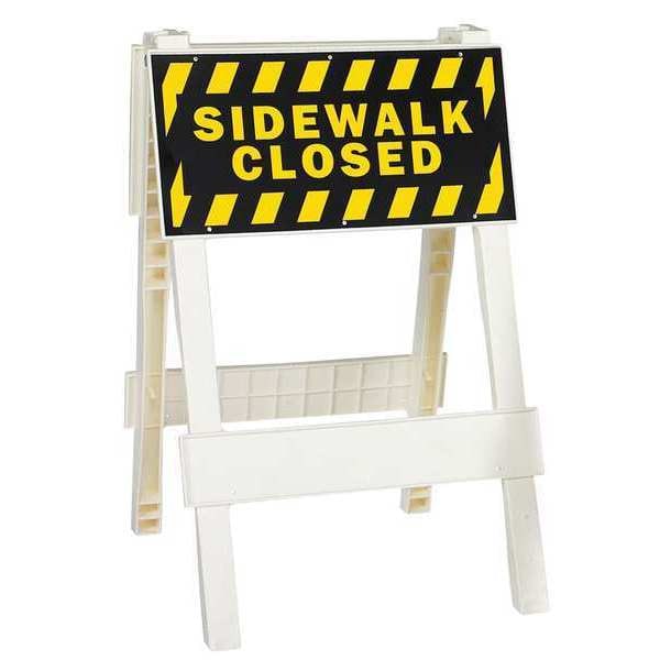 BARRICADE TYPE I SIDEWALK CLOSED, Non-Reflective, 53 in Height, Orange/White