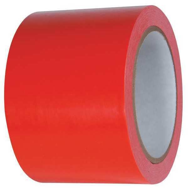 Floor Marking Tape, vinyl, No Legend, Red, 3 in W., 2.4 mil Thickness, 2 PK