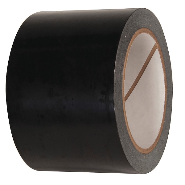 Floor Marking Tape, vinyl, No Legend, Black, 3 in W., 2.4 mil Thickness, 2 PK
