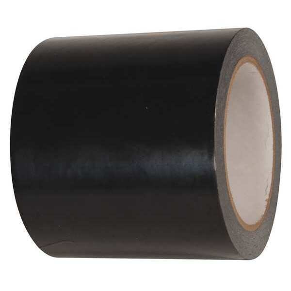 Floor Marking Tape, vinyl, Solid, Black, 4 in W., 2.4 mil Thickness, 2 PK