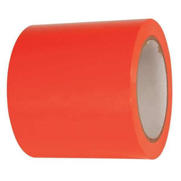 Floor Marking Tape, vinyl, Solid, Orange, 4 in W., 2.5 mil Thickness, 2 PK