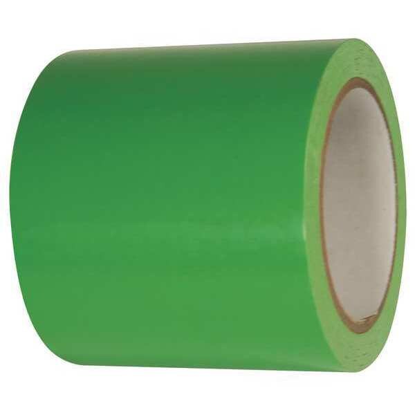 Floor Marking Tape, vinyl, Solid, Green, 4 in W., 2.4 mil Thickness, 2 PK