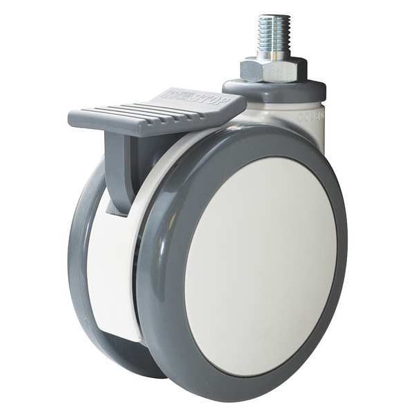 Twin Wheel Swivel Caster Brak, Nyln, 4 in.
