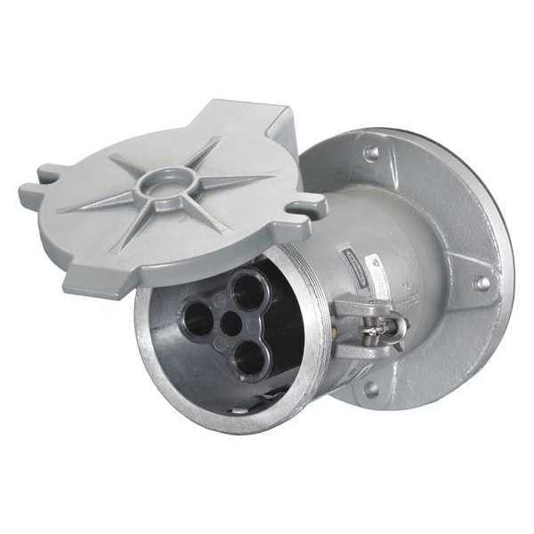 Pin & Sleeve Receptacle, 200 A, 600V AC, Single Phase, 3 Pole, Style 1 Grounding, Gray