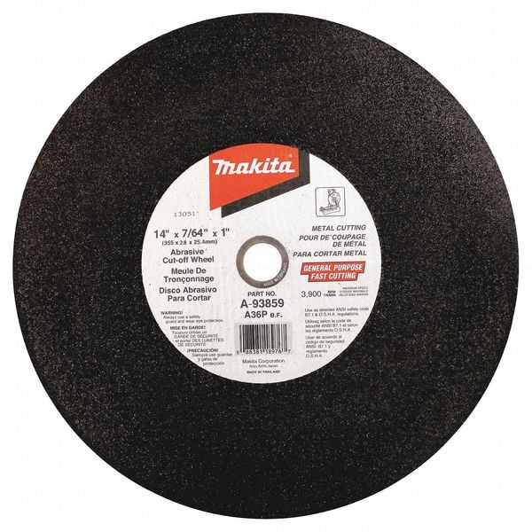 14" x 7/64" x 1" Abrasive Cut-Off Wheel, 5/pk