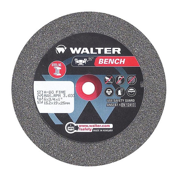 Grinding Wheel, T1 6"x3/4"x1" 80g Fine