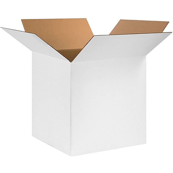 24 in x 24 in x 24 in Shipping Box, White, Corrugate, Single Wall, 32 ECT