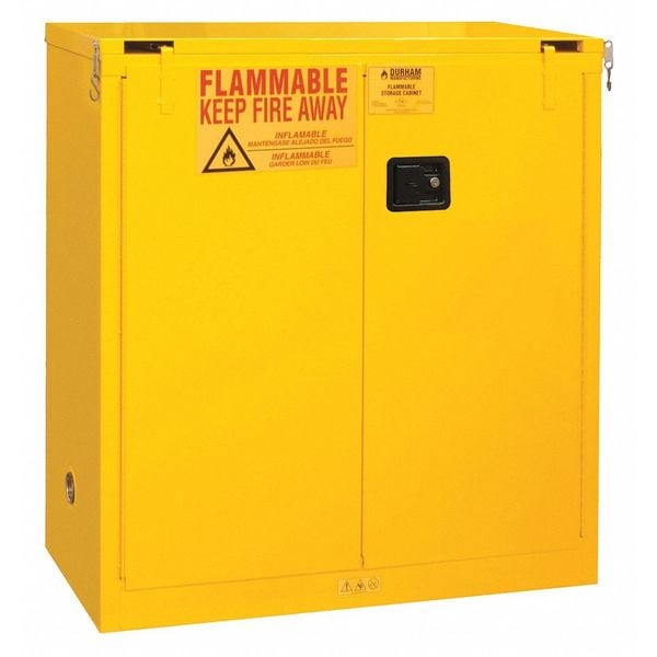 Flammable Safety Storage Cabinet, 30 gal, 1 Shelves, Steel, 43 in W x 45 1/2 in H x 18 in D, Yellow