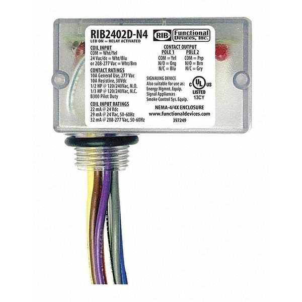 Enclosed Relay, 10A, DPDT