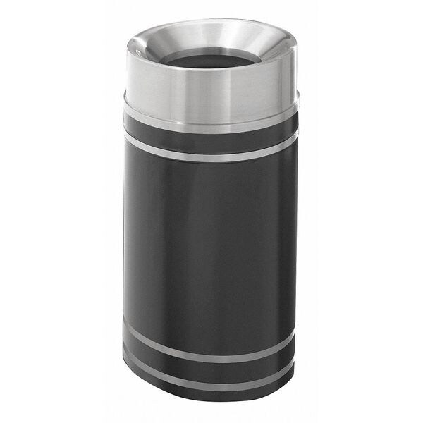 Monte Carlo 16 gal Round Indoor Trash Can, Satin Black, Satin Aluminum