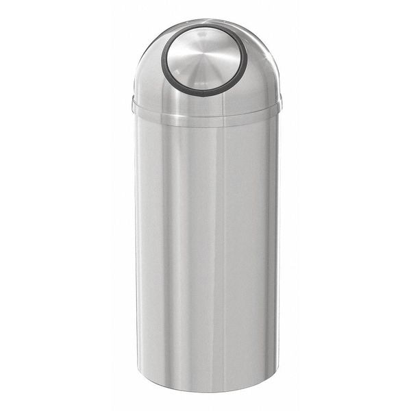 New Yorker 16 gal Round Indoor Trash Can, Satin Aluminum, Satin Aluminum