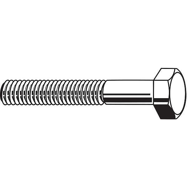 18-8, 1"-8 Hex Head Cap Screw, Plain Stainless Steel, 5 in L, 5 PK