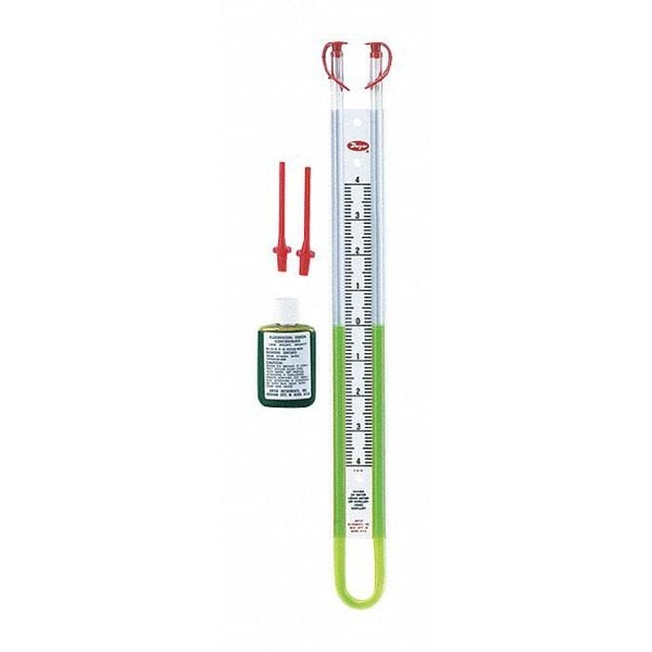 U-tube manometer, range 4-0-4" w.c.