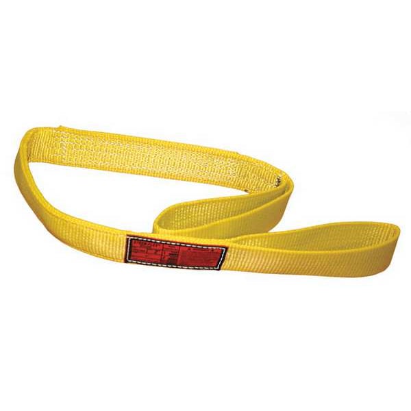 Synthetic Web Sling, Type 3, 10 ft L, 2 in W, Nylon, Yellow