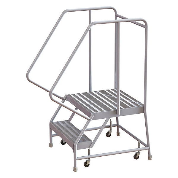 52 in H Aluminum Rolling Ladder, 2 Steps, 350 lb Load Capacity