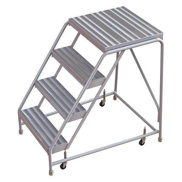40 in H Aluminum Rolling Ladder, 4 Steps, 350 lb Load Capacity