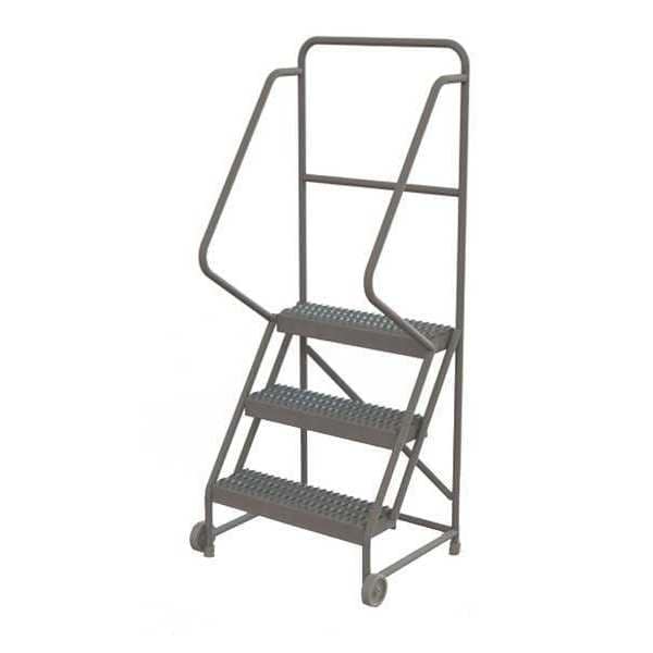 66 in H Steel Tilt and Roll Ladder, 3 Steps, 450 lb Load Capacity