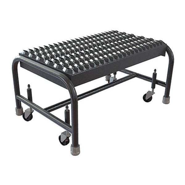 Mobile Step Stand, Aluminum, Ribbed, 24inW