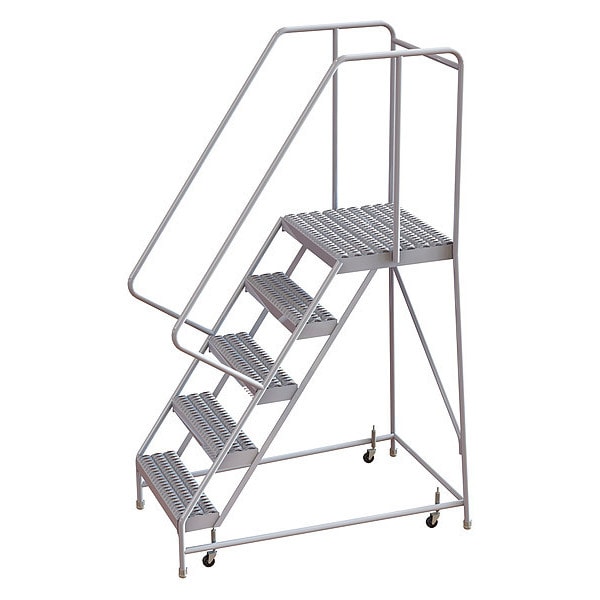 82 in H Aluminum Rolling Ladder, 5 Steps, 350 lb Load Capacity