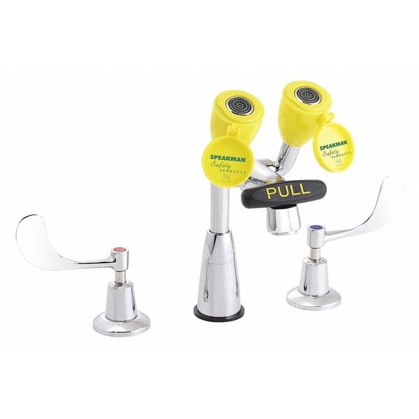 Eyewash/Faucet Combination, Counter Mounted, 11.0 H., 16.0 W