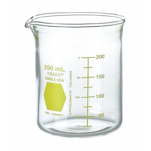 Colorware Beaker, Borosilicate Glass, Low Form, 1 L / 33.81 fl oz Capacity, A Type I, 6 PK