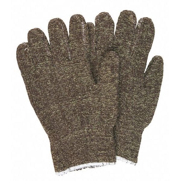 Weight Terry Kevlar Brown Cotto, PK12, Knit Wrist Cuff Back: Yellow; Hem: White, M, 12 PK