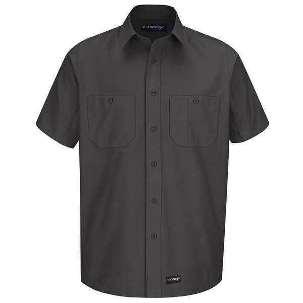 Men's Short Sleeve Shirt, 40% Polyester, 60% Cotton, Button, Charcoal, M