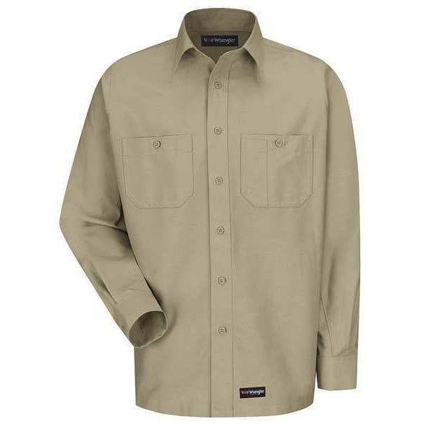 Men's Long Sleeve Shirt, 40% Polyester, 60% Cotton, Button, Tan, L