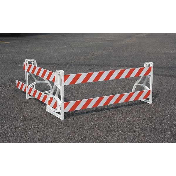 P-Cade Barricade Kit, Polypropelene, Engineer, 36 in Height, 72 in Length, Orange/White