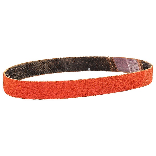 Sanding Belt, 1/2 in W, 12 in L, Coated, Ceramic, 100 Grit, Medium, Blaze R980P, Orange