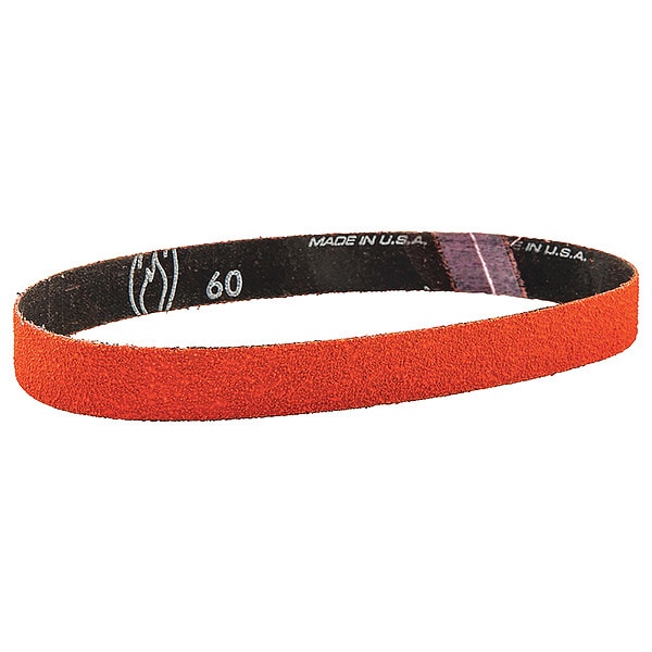 Sanding Belt, 1/2 in W, 24 in L, Coated, Ceramic, 120 Grit, Medium, Blaze R980P, Orange