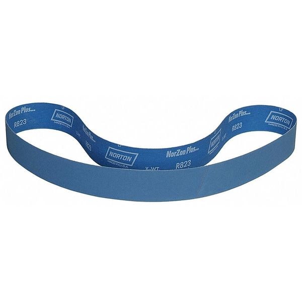 Sanding Belt, 1 1/2 in W, 60 in L, Coated, Zirconia Alumina, 220 Grit, Very Fine, BlueFire R823P