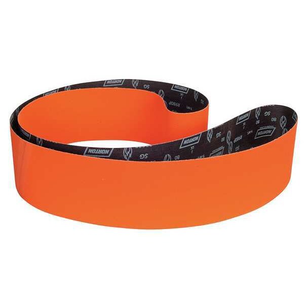 Sanding Belt, 6 in W, 132 in L, Coated, Ceramic, 80 Grit, Coarse, Blaze R980P, Orange