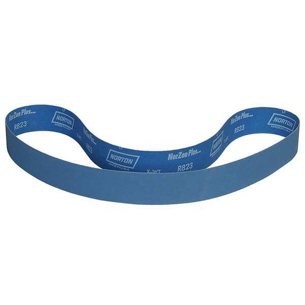 Sanding Belt, 2 1/2 in W, 60 in L, Coated, Zirconia Alumina, 180 Grit, Fine, BlueFire R823P, Blue
