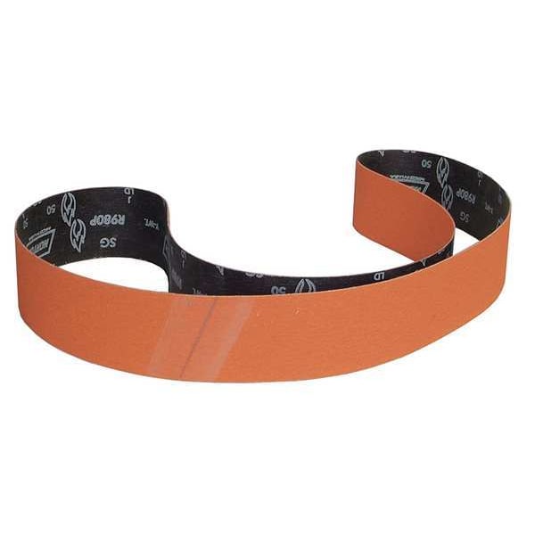 Sanding Belt, 3 in W, 79 in L, Coated, Ceramic, 50 Grit, Coarse, Blaze R980P, Orange