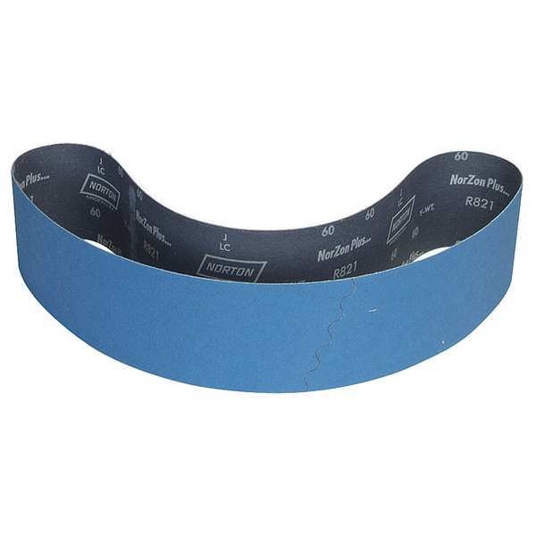 Sanding Belt, 4 in W, 54 in L, Coated, Zirconia Alumina, 120 Grit, Medium, BlueFire R823P, Blue