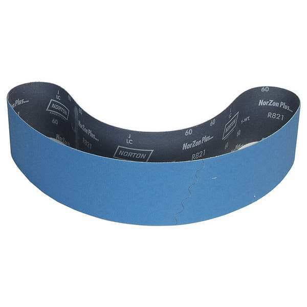 Sanding Belt, 4 in W, 59 in L, Coated, Zirconia Alumina, 40 Grit, Extra Coarse, BlueFire R831, Blue