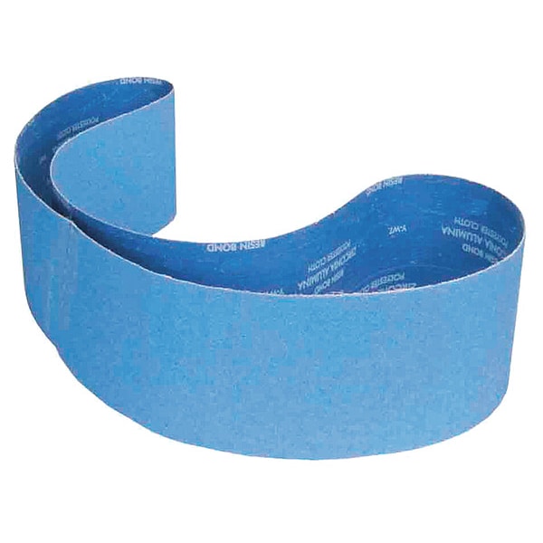 Sanding Belt, 6 in W, 89 in L, Coated, Zirconia Alumina, 80 Grit, Coarse, BlueFire R823P, Blue
