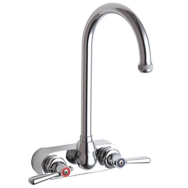 Gooseneck Kitchen Faucet, Manual, 4" Mount, 2 Hole Commercial