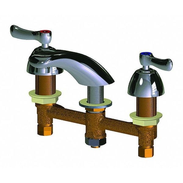 Manual Low Arc Bathroom Faucet, 8" Mount, Polished Chrome 3 Hole