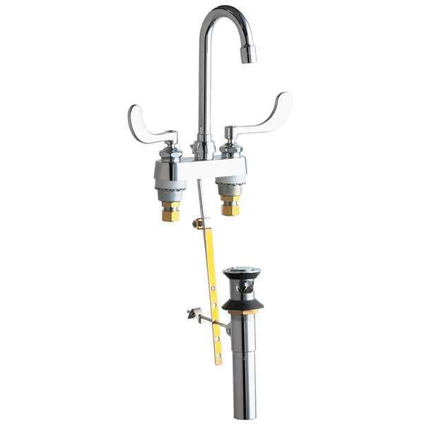 Manual Gooseneck Kitchen/Bathroom Faucet, 4" Mount, Polished Chrome 3 Hole