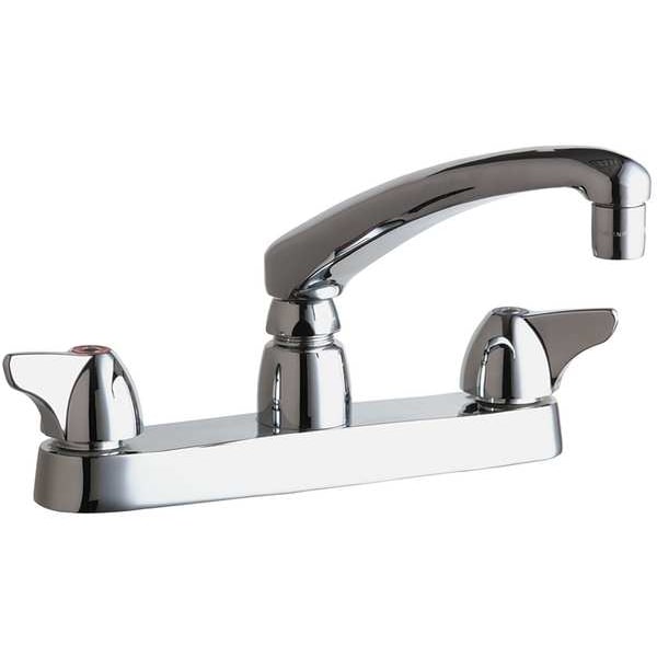 Low Arc Kitchen Faucet, Manual, 8" Mount, 2 Hole Commercial