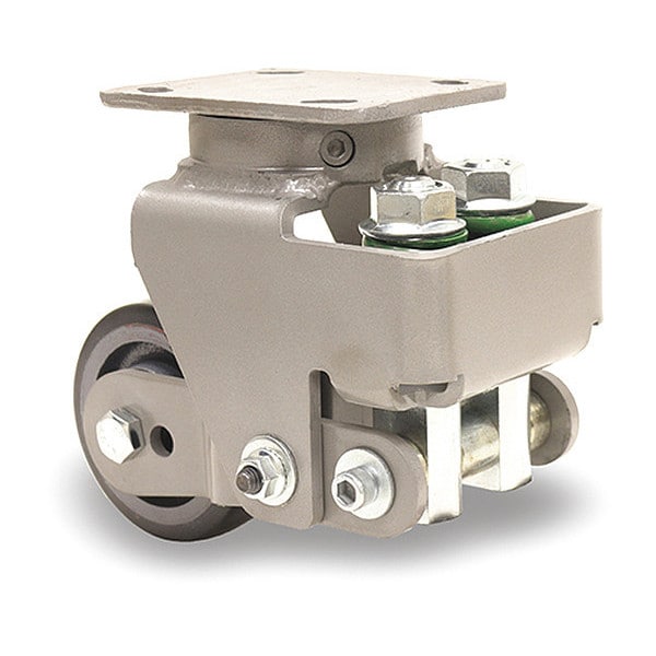 Aerospace Spring Loaded Workhorse Swivel Caster, 4" x 2" Duralast-XC Polyurethane on Cast Iron Wheel