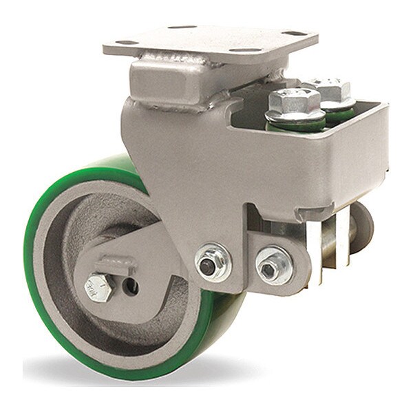 Aerospace Spring Loaded Workhorse Swivel Caster, 5" x 2" Duralast Polyurethane on Cast Iron Wheel