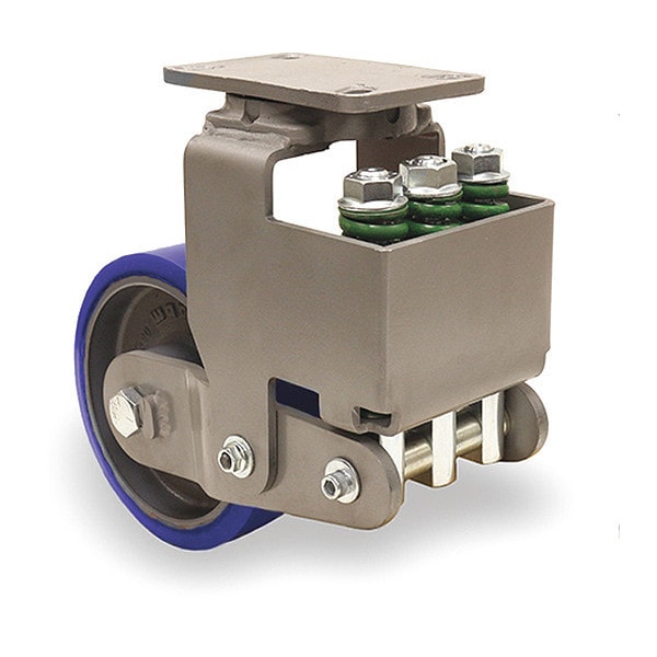 Aerospace Spring Loaded Forge Master Swivel Caster, 12" x 4" Superlast Polyurethane Forged Stl Wheel